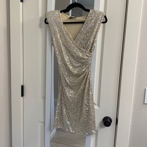Dress Forum Metallic Sequin Vneck Dress